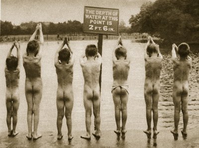 Boys bathing in the park, Clapham 1926 by English Photographer